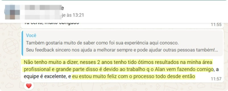 Depoimento de paciente da Clínica Energia Vital sobre o acompanhamento com o Dr. Alan Inácio