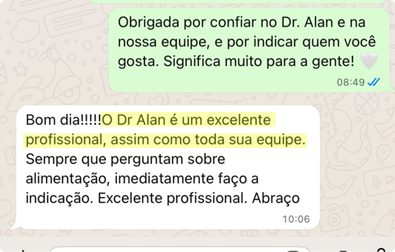 Depoimento de paciente da Clínica Energia Vital sobre o acompanhamento com o Dr. Alan Inácio