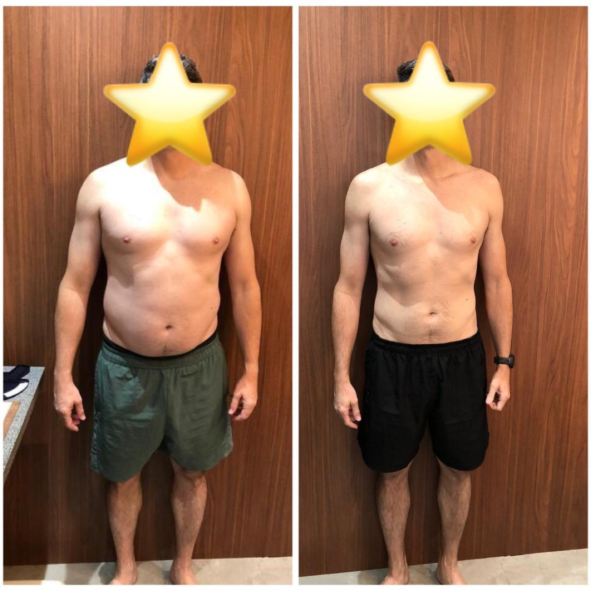 Transformação de paciente da Clínica Energia Vital — antes e depois do acompanhamento nutricional